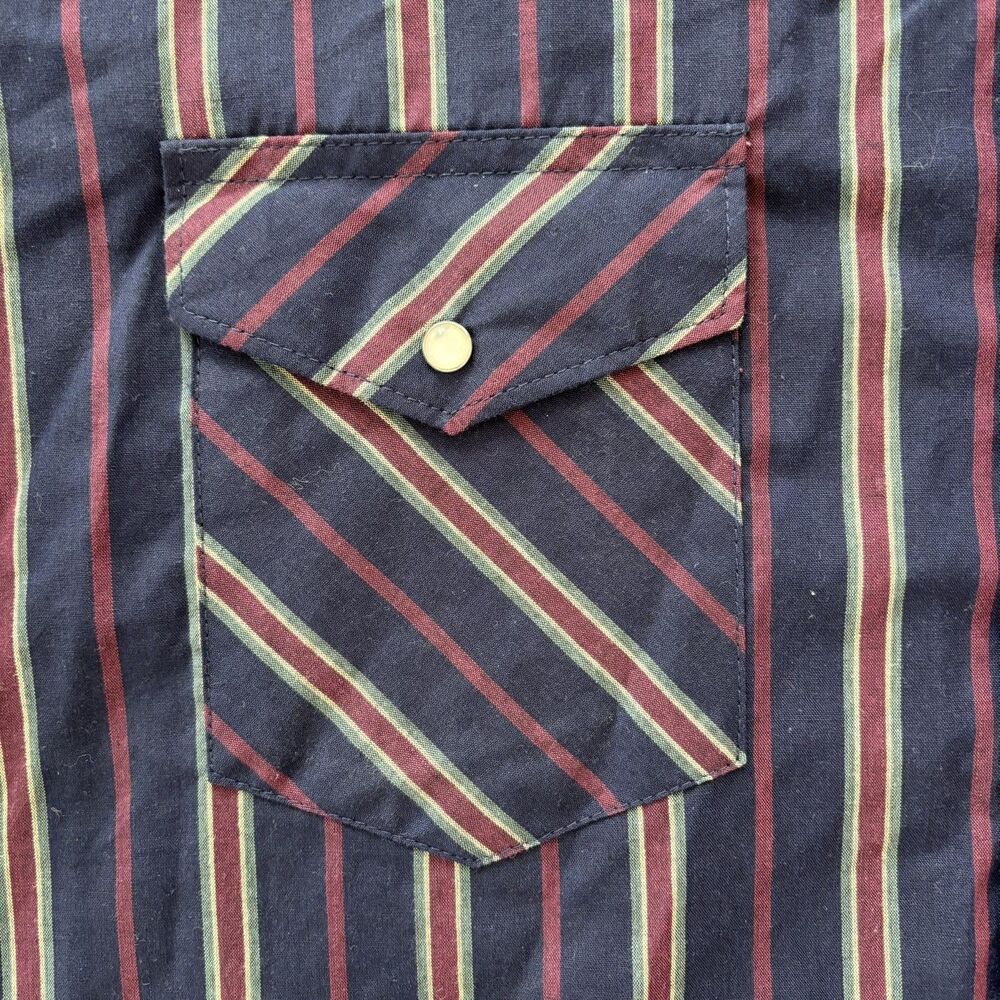 Wrangler Mens Pearl Snap Western Shirt Sz XL Rodeo Cowboy Ranch Festival Stripe - Picture 4 of 10